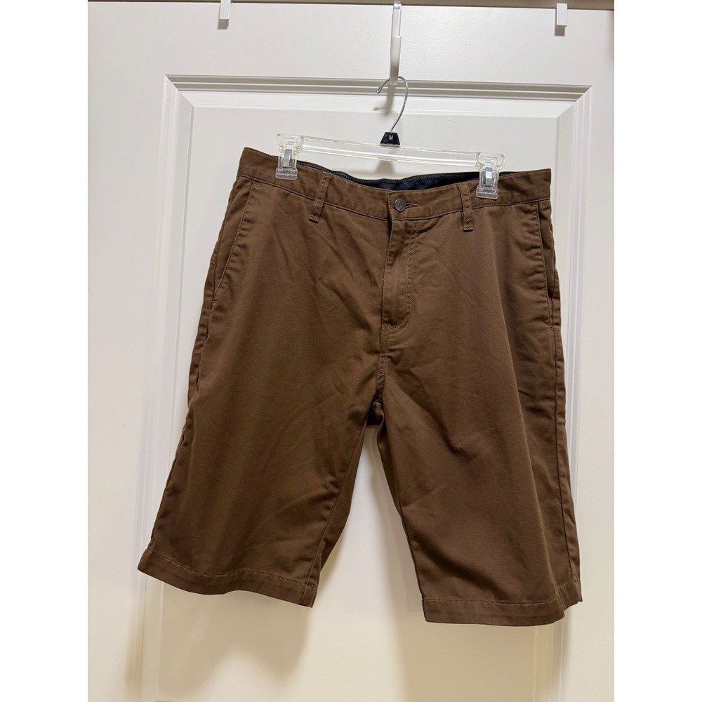 Volcom Corpo Class Mens Brown Chino Shorts Size 32 Skater Casual Flat Front